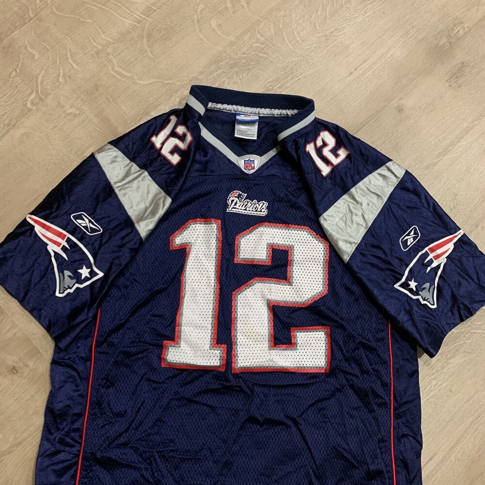 Reebok NFL New England Patriots Tom Brady # 12 Jersey Youth Boys XL (18-20) Navy - Picture 2 of 7